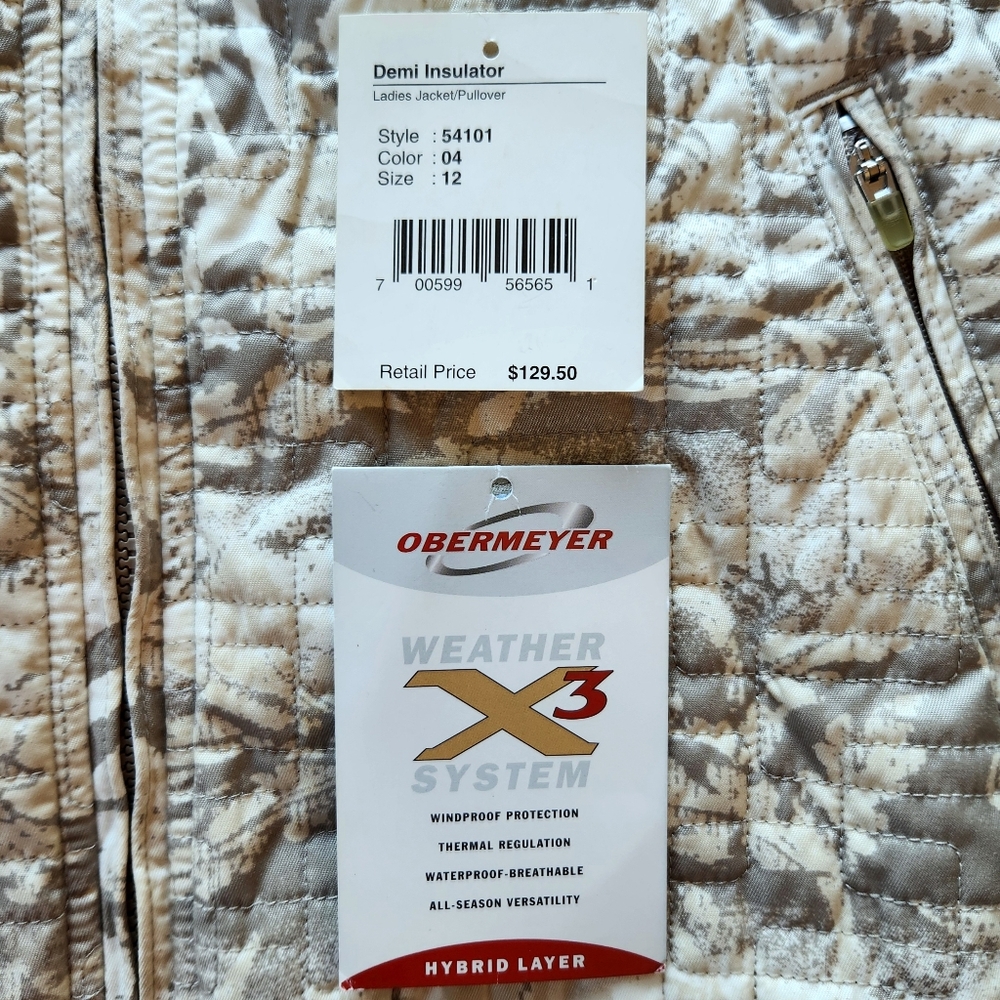 Spring Zip Up Women's Sz 12 Spring Obermeyer Cream Quilted Jacket
